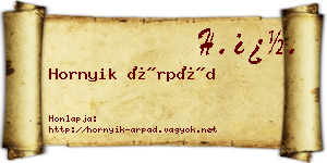 Hornyik Árpád névjegykártya