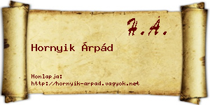 Hornyik Árpád névjegykártya